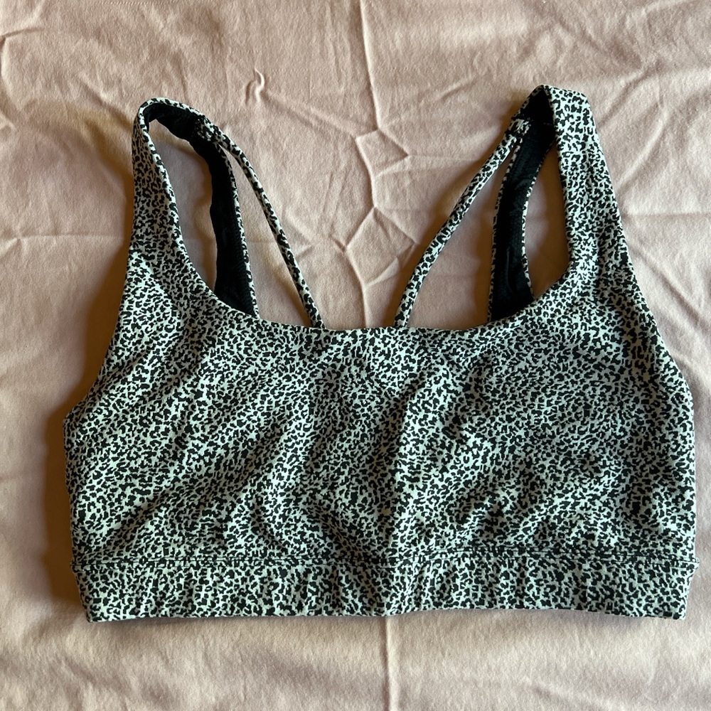 Athleta Speckled Black and White Sports Bra